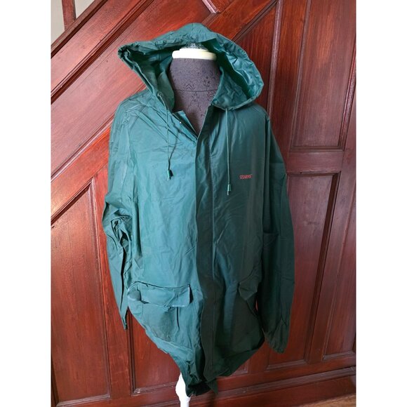 Stearns Green Hooded Waterproof Rain Jacket L - Picture 1 of 6